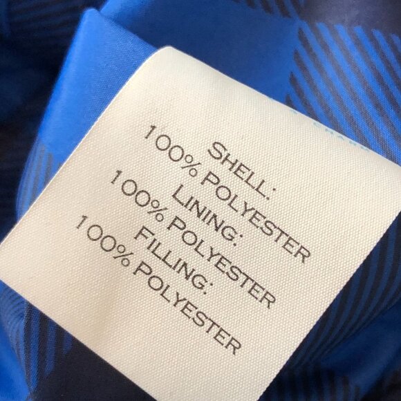 Draper James Navy & Blue Buffalo Check Scalloped Hem Puffer Vest - Academia - Picture 7 of 8